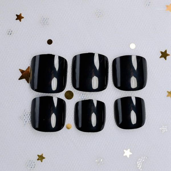 

classic black fake toenails diy fashion toe nails 24pcs acrylic false toes art tips for foot1, Red;gold