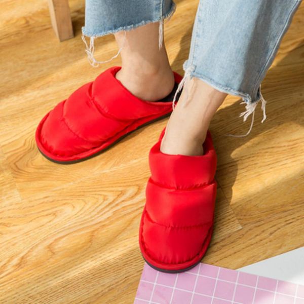 

slippers 2021 winter non-slip women home shoes indoor warm down female soft bottom comfort cotton slides waterproof, Black