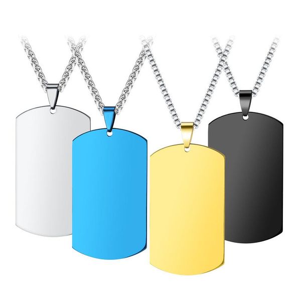 

pendant necklaces fashion blue white black gold military card necklace, Silver