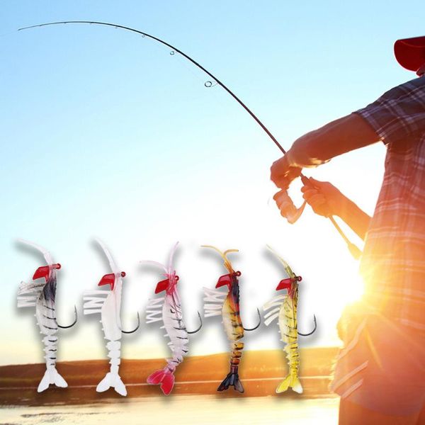

fishing hooks soft broken section shrimp lures artificial baits with lead hook ami pesca snap