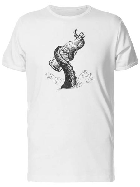 

Octopus Holding A Bottle Sketch Men's Tee -Image by Shutterstock, White;black