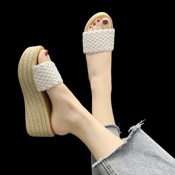 

slippers khaki outside slides women female summer flip flops beach soft sandals house indoor solid platform wegdes shoes, Black