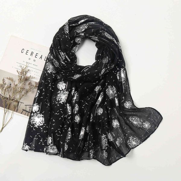 

wholale saudi arabia muslim women autumn cotton sier dandelion hijab shawl ladi soft cotton travel scarf, Blue;gray