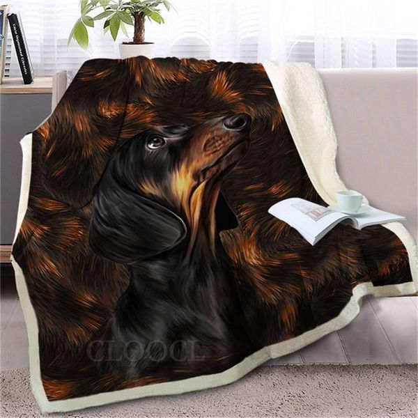 

blankets cloocl animals 3d graphic animal dogs dachshund double layer blanket pets printed plush quilt office nap car