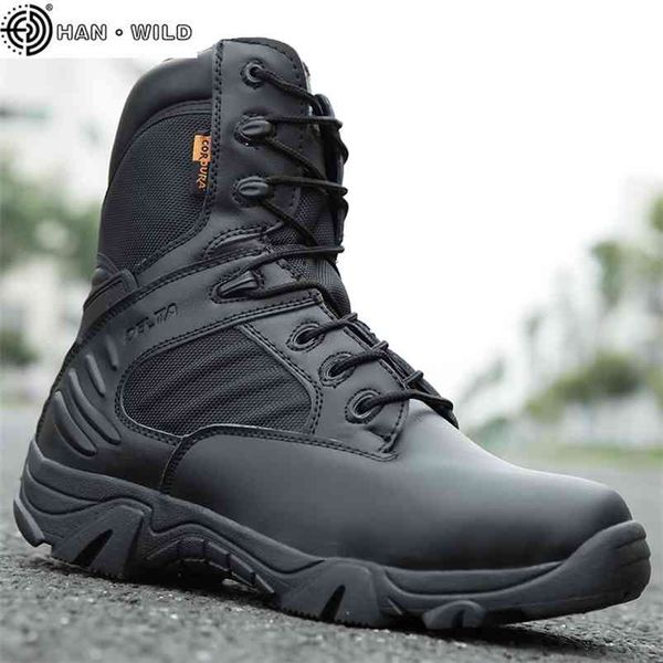 

military tactical mens boots special force leather waterproof desert combat ankle boot army work shoes plus size 39-47 210820, Black