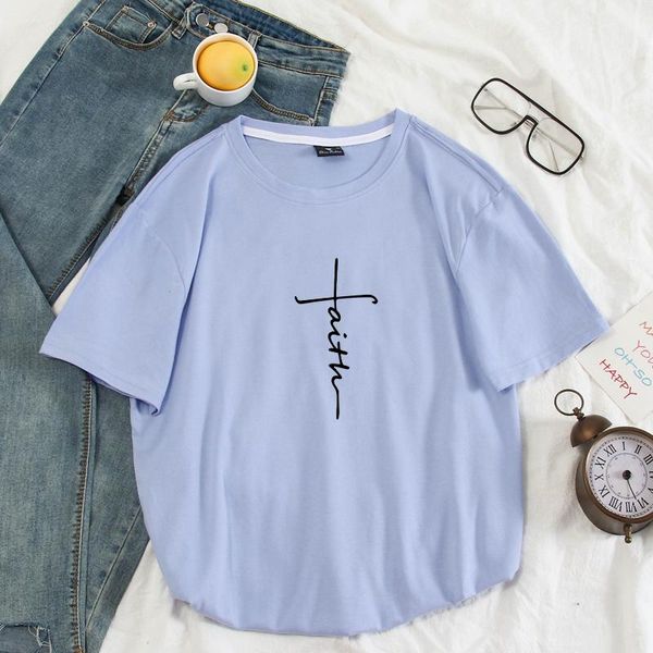 

summer cotton t-shirts casual harajuku funny faith letter print t shirt men women streetwear plus size 10 colors clothing men's, White;black