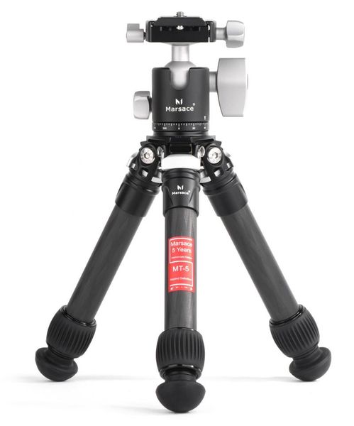 

marsace mt-5 lightweight camera tripod portable professional carbon fiber travel cb-30 ball head compact for tripods