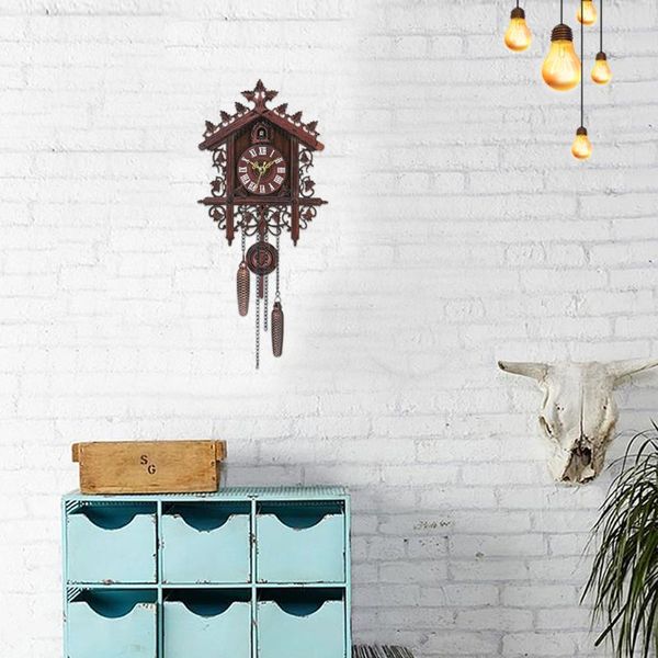 

wall clocks 1pcs retro vintage clock wood cuckoo home decoration hanging handcraft for living room restaurant cafe el