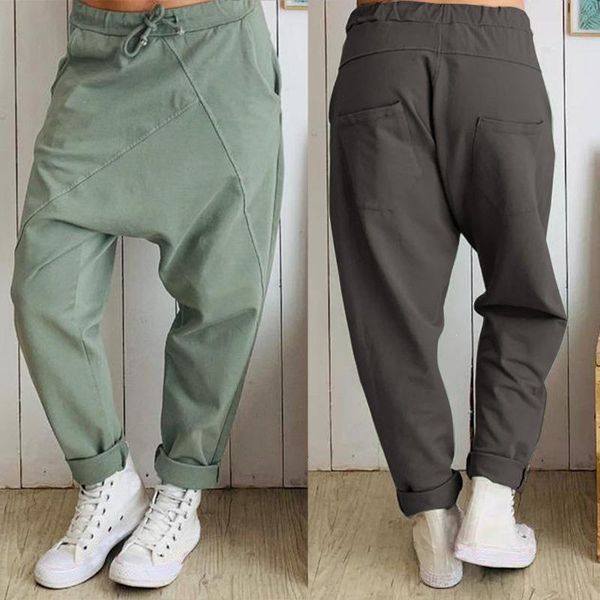 

women's pants & capris women casual female loose elastic waist trousers ladies plus size long streetwear, Black;white