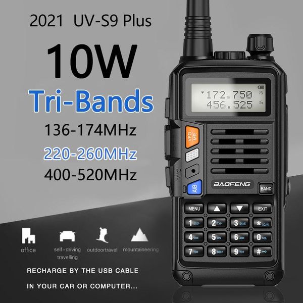 

walkie talkie baofeng uv-s9 plus 136-174mhz/220-260mhz/400-520mhz 10w tri-band radio powerful amateur handheld ham two way