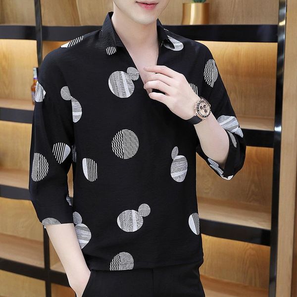 

men's casual shirts summer brand mid-sleeve four-way stretch shirt trendy loose business jacket outside, White;black