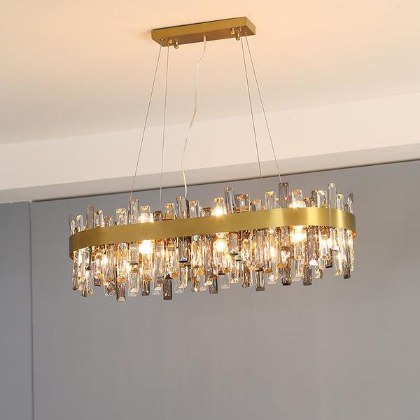 

chandeliers modern crystal chandelier for dining room home decor led cristal lamps oval design kitchen island hanging lighting fixtures