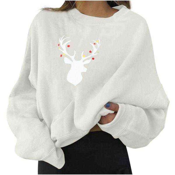 Frauen Weihnachten Pullover 4 Farben Weihnachten Hirsch Dickere T-shirts Langarm T-shirt Lose Damen Pullover Top Y1110