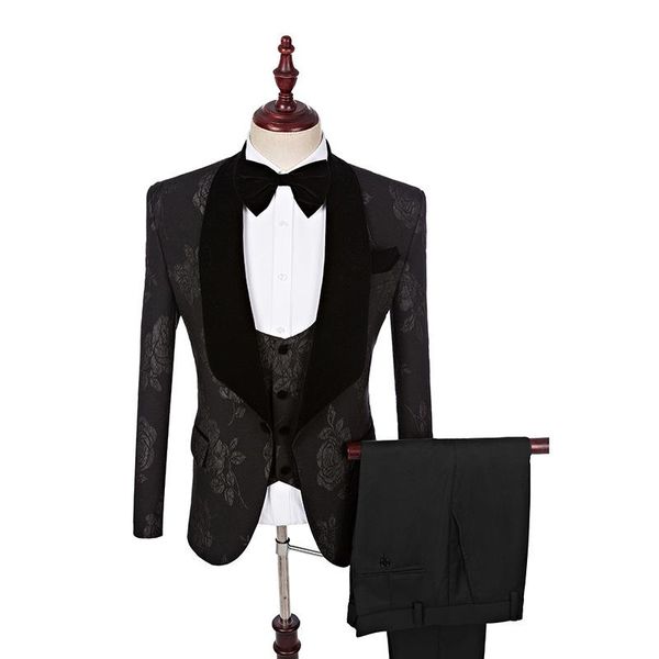 

men's business casual professional slim fit korean printed suit groomsman wedding dress fashionable high-end men suits & blazers, White;black