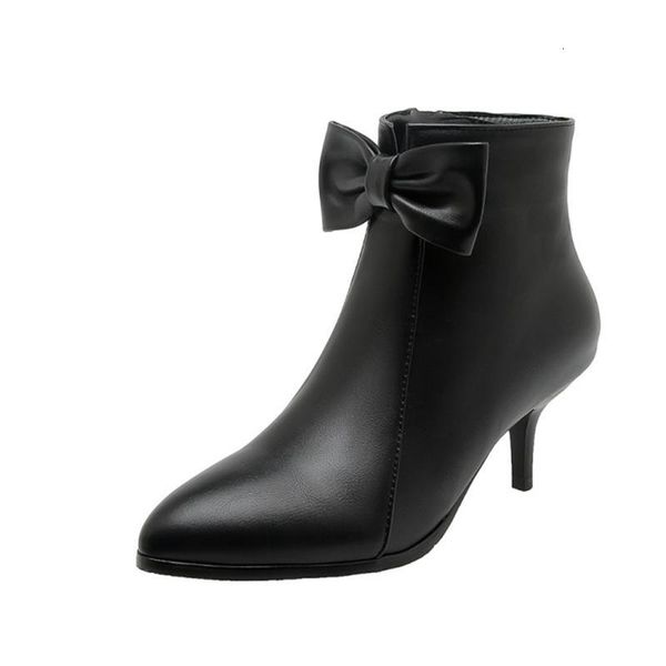 

boots super big size 32-48 round toe med winter women casual increased internal heel 6cm fashion warm shoes 66-3 xzo5, Black