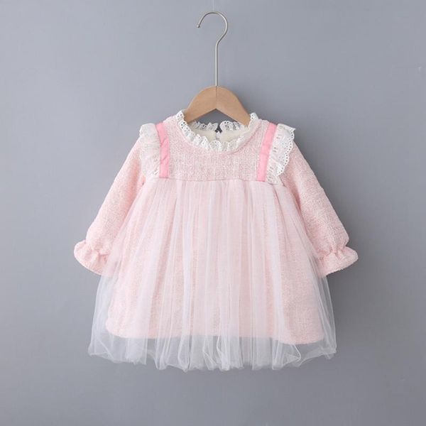 

girl's dresses sweet winter girls princess kids children baby infants velvet dress warm ruffles lace long sleeve party birthday s10174, Red;yellow