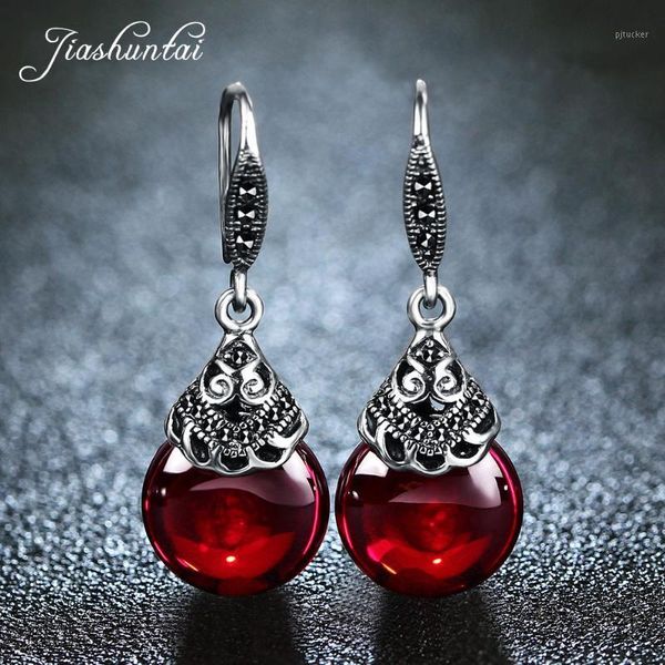 

dangle & chandelier jiashuntai 100% 925 sterling silver earrings for women retro round natural stones vintage thai jewelry gift1