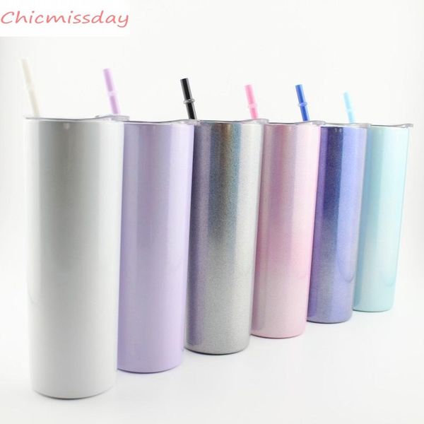 

fast shipping 20oz glittering rainbow paint tumblers sublimation 600ml stainless steel cup water coffee mug straws lids fruit juice