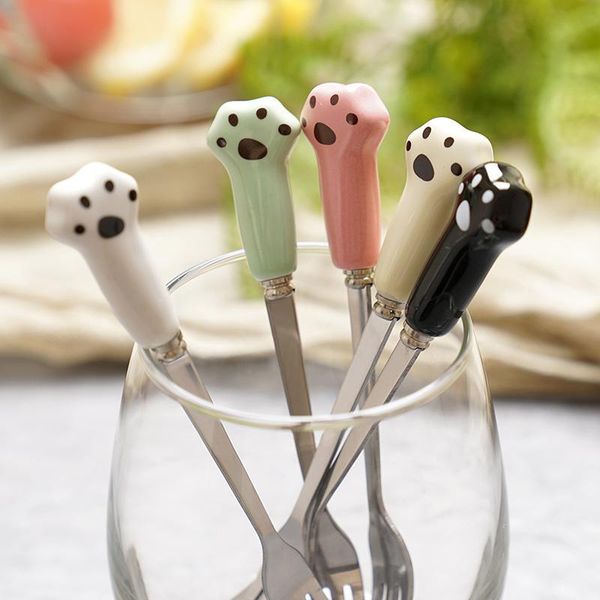 

forks cute modern fruit fork stainless steel kids eco friendly mini safety creative fourchette kitchen tableware ei50ff