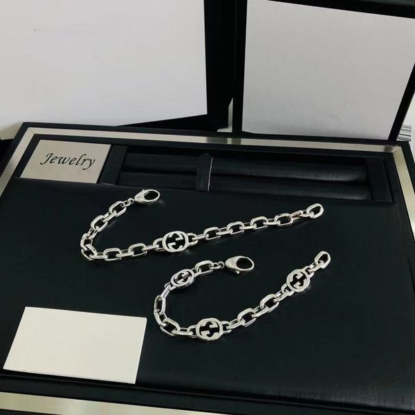 

double letter bracelet simple new light version 925 mutual buckle men's and women's lovers style fashion trend, White