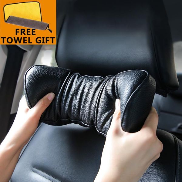 

seat cushions baseus car neck pillow adjustable pu leather headrest 3d memory foam head rest cushion cover auto accessories