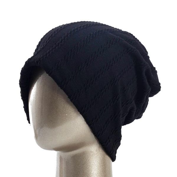 

beanies woman double twist ripple cotton knitted outdoor for men cap casual hat solid color caps bonnet