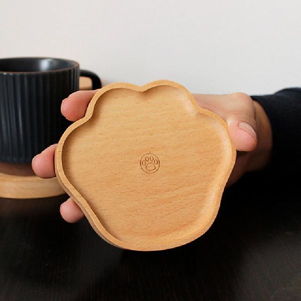 

mats & pads wood coasters beech cute bear shape durable heat resistant non-slip insulation tea coffee potholder pad home placemats decor