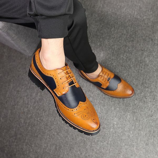 

shoe oxford brogue bullock lace business wedding dress men's shoes formal hj32 6b2m, Black