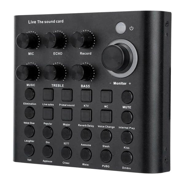 

sound cards v8p portable mini card stereo audio mixer for computer game live broadcast available bm800 microphone
