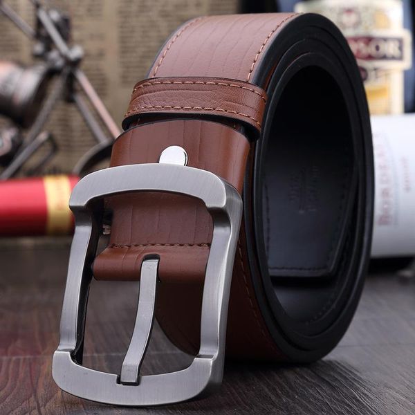

brand style 2021 fashion men belt luxury genuine leather belts for casual male meatal buckle, Black;brown