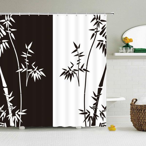 

shower curtains bathroom chinese ink painting bamboo plant bath curtain 180*180cm waterproof printed screen home decor