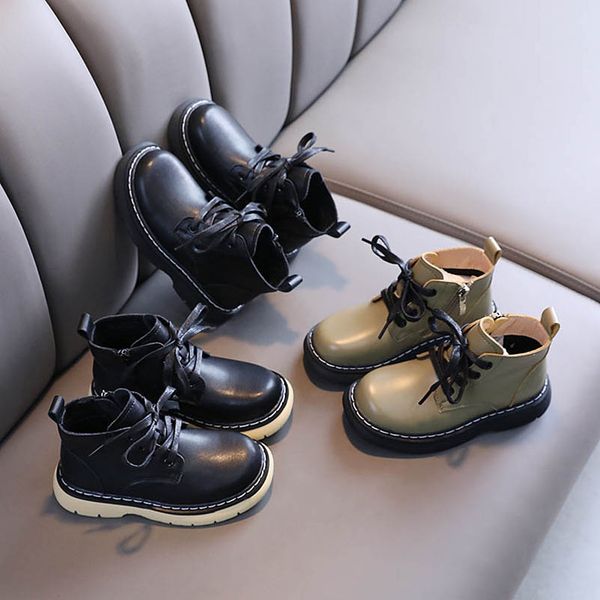 

childrens boots kids shoes girls shoe boys ankle boot autumn winter children footwear cowhide b7744, Black;grey