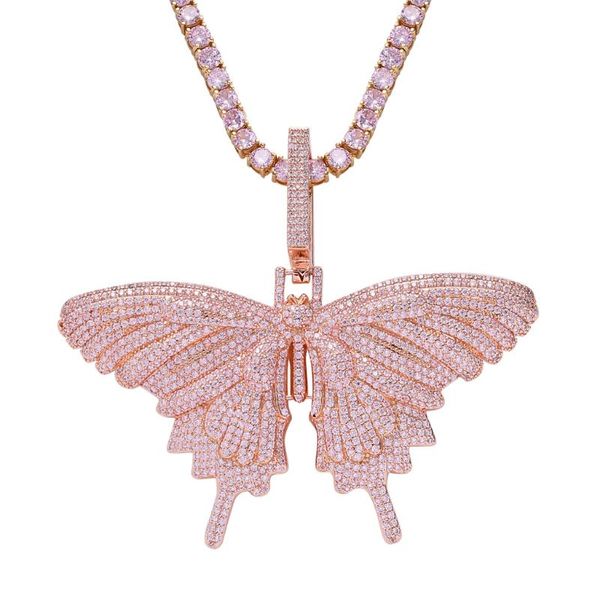 

pendant necklaces ladies necklace boutique hip hop pink +zircon butterfly jewelry, Silver