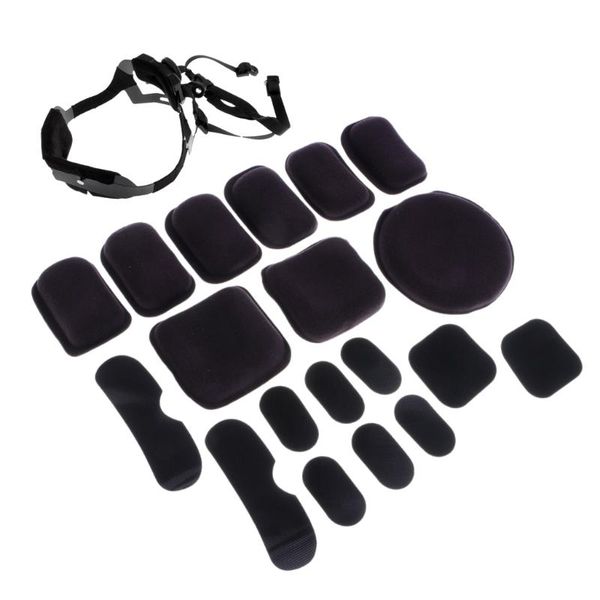 

fast helmet retention system + shockproof protective inner cushion pad set with stickers outdoor hats, Black;white