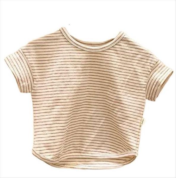 

korean baby and young childrens clothing simple cotton short sleeved t shirt boys girls all match round neck 1017, Blue