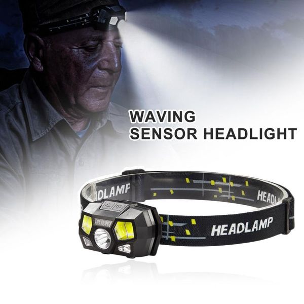 

super bright led headlamp built-in inductive sensor usb rechargeable 6 lighting mode headlight for running, fishing, etc. headlamps