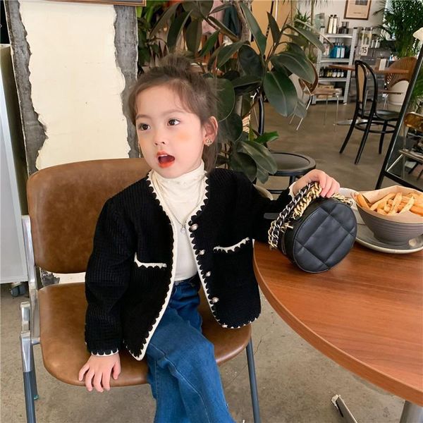 

jackets girls elegant black autumn winter fashion korean cardigan coats 2-7 years children outerwear baby girl clothes, Blue;gray