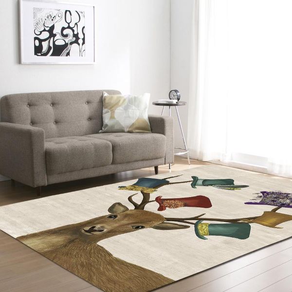 

carpets gold elk with hat rectangle carpet non-slip area rugs leaf welcome floor door mat living room bedroom party home christmas decor