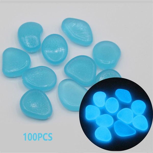 

decorations 100 pcs luminous stone 20-30mm resin glow in the dark pebble decorative small garden fish tank rock for outdoor indoor vupw