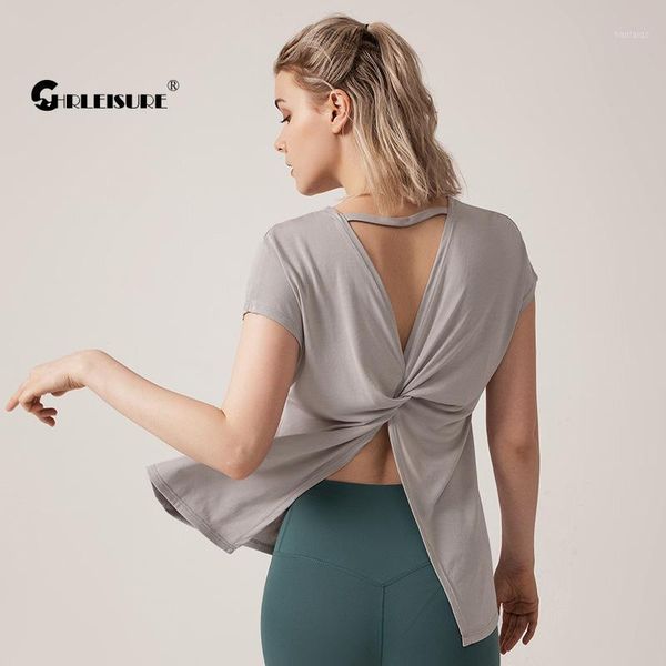 

casual women's t-shirts strap split bat sleeve butterfly back sports short running quick dry yoga outfit