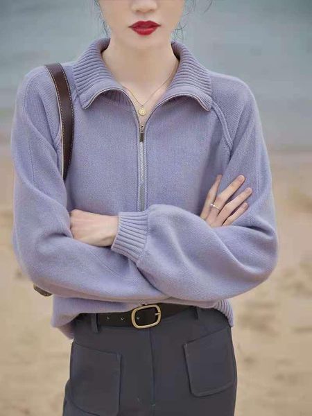 

women's jackets all wool short knitted cardigan 2021 spring casual loose sweater coat for women, Black;brown