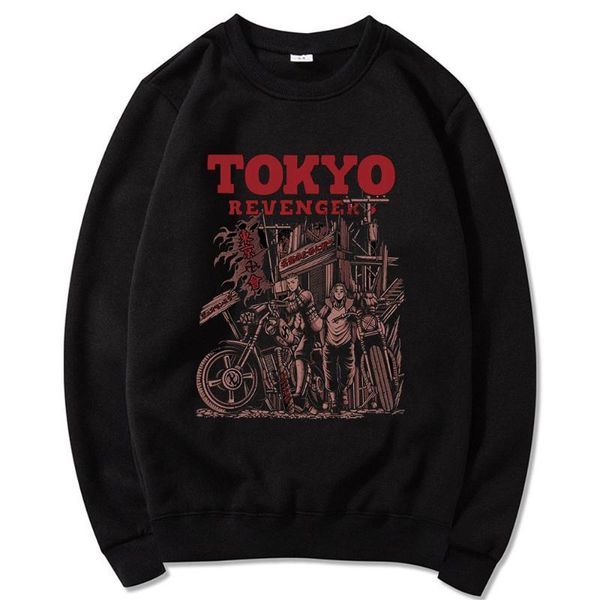 

men's hoodies & sweatshirts fashion tokyo revengers printed couple tracksuits oversize cotton comfortable trend style streetwea, Black