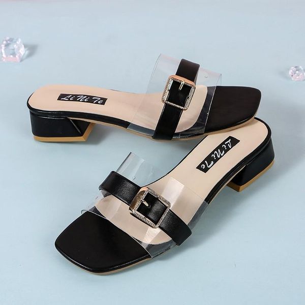 

ladies' slippers summer flip-flops fashion transparent european and american style beach shoes comfortable women's, Black