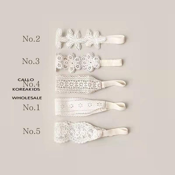 

korean lace fabric headband baby girl wild soft cute sweet western style four seasons headdress hair accessories, Slivery;white