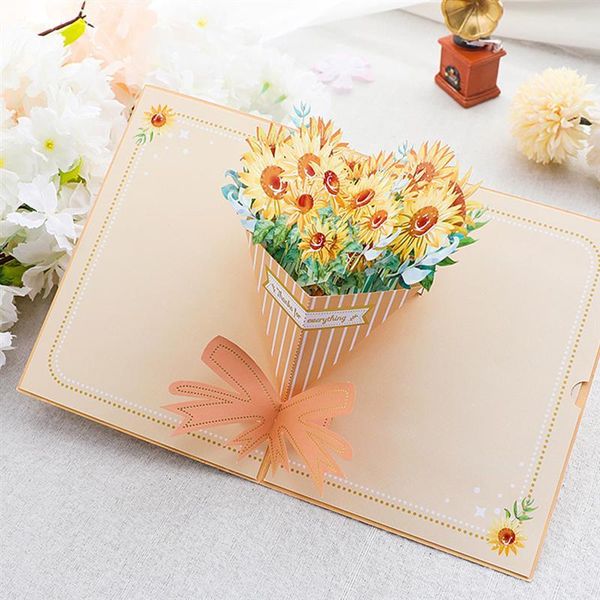 

greeting cards 3d carving sunflower paper invitation postcard wedding gift