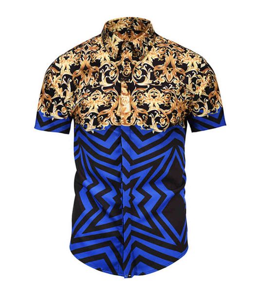 

polos fit shirts men cotton short sleeve man shirt summer casual floral, White