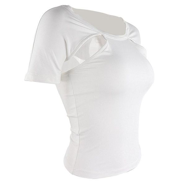 

women\u2021s casual short sleeve t-shirt fashion solid color round neck hollow backless for summer vacation wear,2021 women's, White