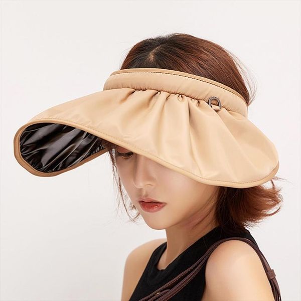 

summer women anti uv foldable sun visor cap wide brim ess outdoor sport hat, Blue;gray