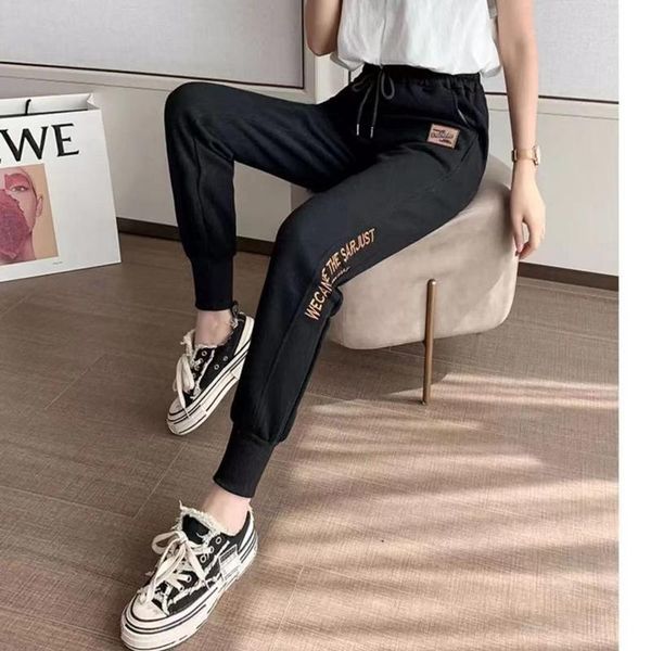 

women's pants & capris plus velvet padded feet sports women 2021 autumn and winter loose thin harem casual trousers, Black;white