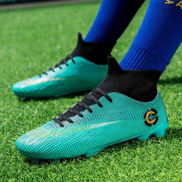 

american football shoes men fg tf soccer shoes cleats ankle boots teenager kids training sneakers boys indoor sports 210809